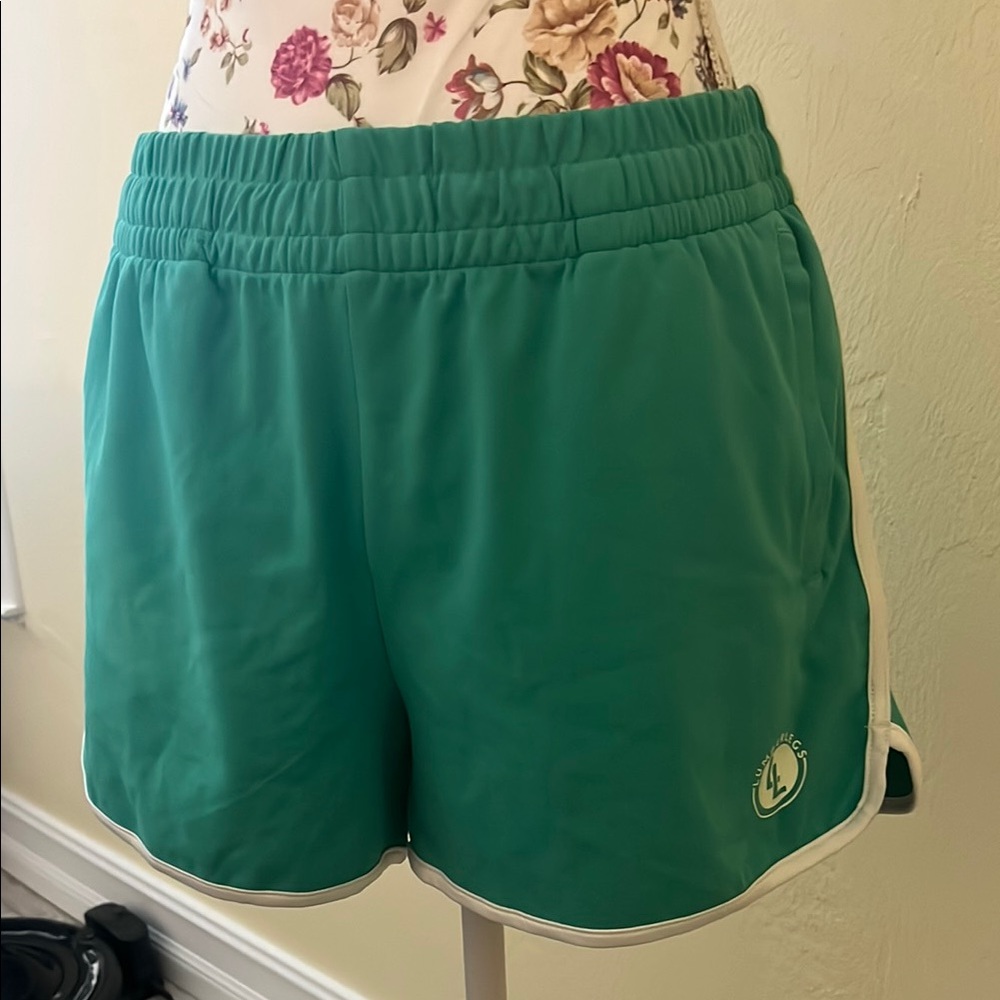 Green Athletic Shorts with Elastic Waistband